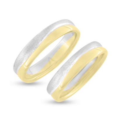 Billede af Vielses & Forl. ringe, br. 5,7 mm. 8 kt. + 925s sølv