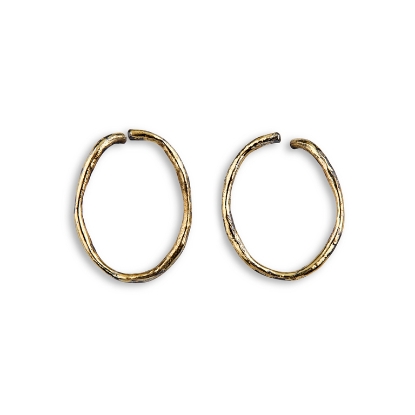 Billede af By Birdie Esmerelda Golden ørestikkere sort rhodineret sølv + 18 kt