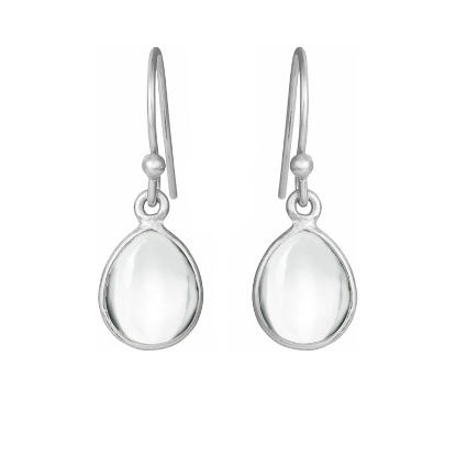 Billede af Susanne Friis Bjørner Ørering sølv dråbe med calcedon bjergkrystal