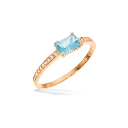 Billede af Glow ring aqua & hvid cubic zir. 8 kt.