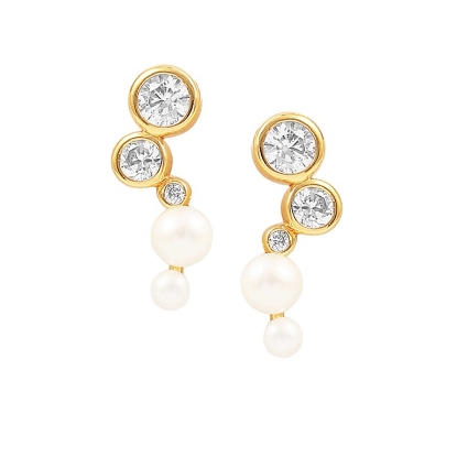 Billede af Hultquist Agnes Pearl øreringe forgyldt sølv m. ferskvandsperler + cz