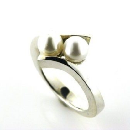 Billede af Ring m/ 2 K.P. 5½-6 mm 14 kt hvg