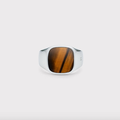 Billede af IX Studios Cushion Signet Ring Tiger Eye sølv (str 58)
