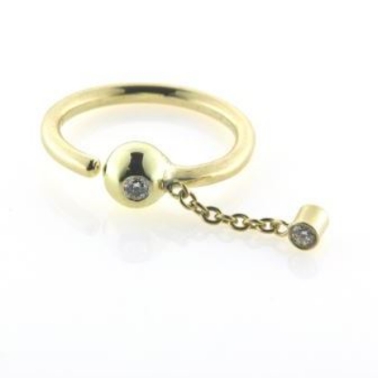 Billede af Piercing smykke, 3 brill. a 0,03 w/vs. 14 kt.