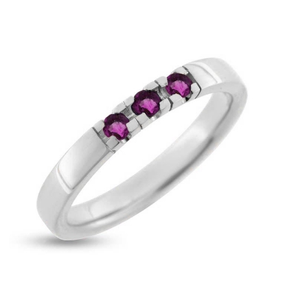 Billede af Allia. ring 14 kt. hvg. 3 * pink safir a 0,07 ct.