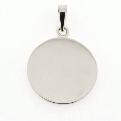 Billede af Vedhæng "tag" rund plade 8 mm. signet med øsken og kontra øsken 14 kt. hvg.