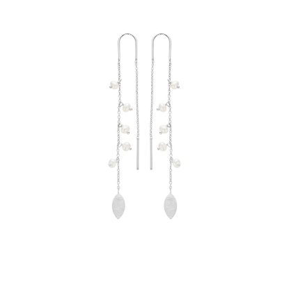 Billede af Susanne Friis Bjørner Ørekæde sølv fast bøjle med ferskvandsperler