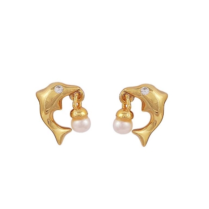 Billede af Hultquist Olga øreringe forgyldt sølv m. fvp