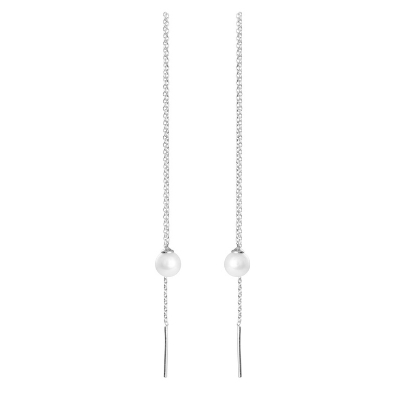 Billede af Susanne Friis Bjørner Ørehænger sølv kæde med ferskvandsperle