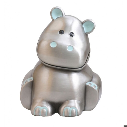 Billede af Nordahl Andersen sparebøsse fortinnet flodhest m/lyseblå emalje