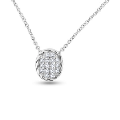 Billede af By Pind halskæde sølv rhodineret oval med zirkoniasten