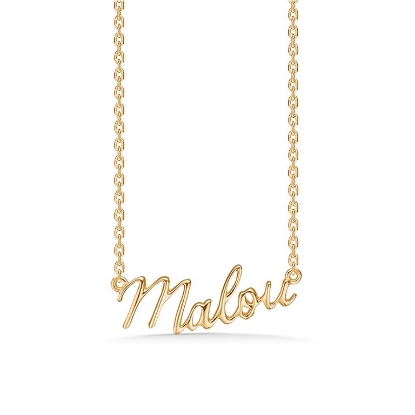 Billede af Studio Z "Name Tag - MALOU" halskæde forgyldt sølv (40-45 cm)