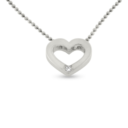 Billede af Vedhæng hjerte, brill. 0,02 w/vs. åbent massivt, 14 kt. hvg.