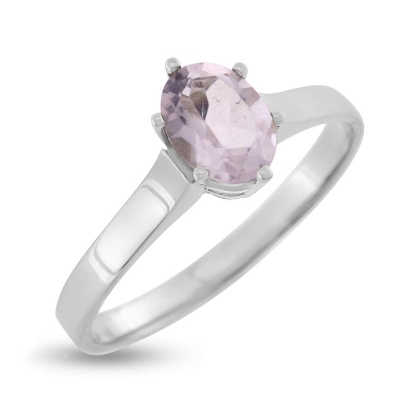 Billede af Ring "Glory" m. ægte rosakvarts 14 karat hvidguld