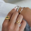 Billede af *STINE A ring My Love Rock m. grøn sten sølv forgyldt (str 50-58)