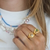 Billede af *STINE A ring My Love Rock m. grøn sten sølv forgyldt (str 50-58)