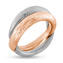Billede af Ring dobbelt ½ rødt guld +  ½ hvg. 14 kt.
