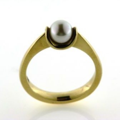 Billede af Ring perle. sv. kultur 14 kt.