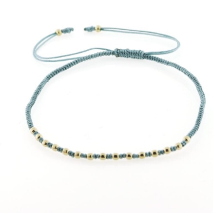 Billede af Classic by Pind Colorful ,knyttet armbånd aqua med sølvfg kugler 