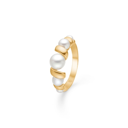Billede af Mads Z "Swirl w. Pearls" ring 14 kt. m. perler (str 50-60)
