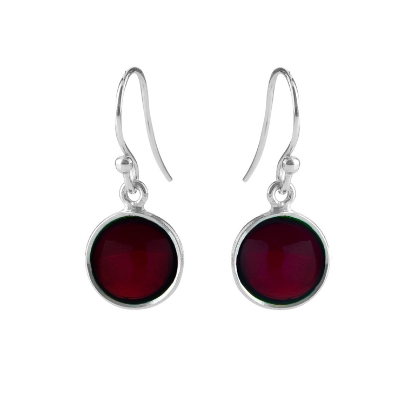 Billede af Susanne Friis Bjørner Ørering sølv rund cabochon granat krystal 10 mm