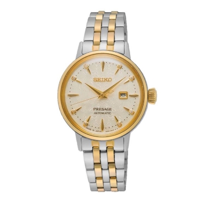 Billede af Seiko Presage dameur stål/gulddublé lænke champagnefarvet skive hardlex 5bar 30mm