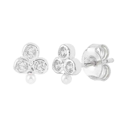 Billede af Hultquist Fleur With Pearls øreringe sølv m. cz + fvp