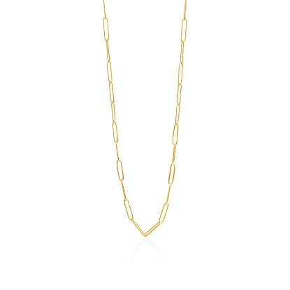 Billede af Susanne Friis Bjørner Halskæde sølv forgyldt rektangulære blanke led