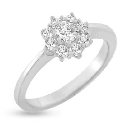 Billede af Rosetring i 14 kt. hvidguld med brillanter