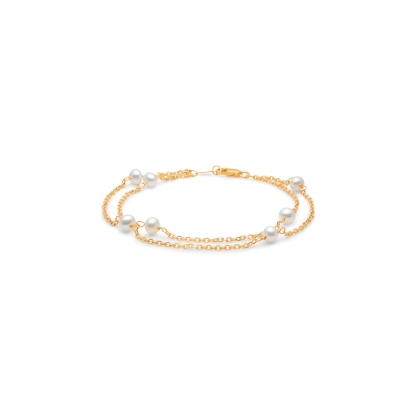 Billede af Mads Z "Moonlight" armbånd 8 kt. guld m. kulturperler (17-19 cm.)