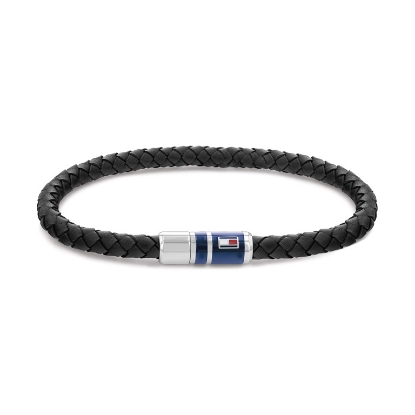 Billede af Tommy Hilfiger Casual armbånd sort læder m. stållås 21,5 cm