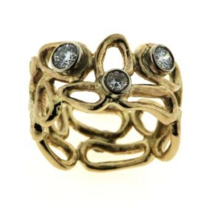 Billede af Ring 14 kt. med 3 brillianter