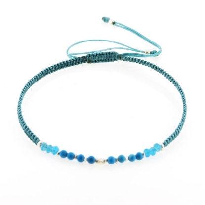 Billede af By Pind Colorful knyttet armbånd aqua med apatit og turkis sten og sølv kugler