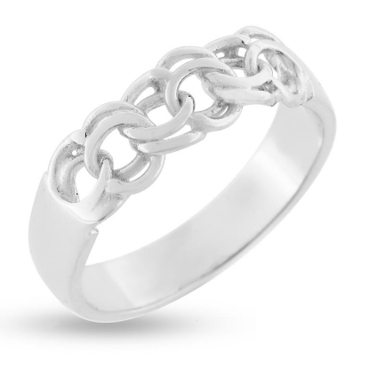 Billede af Ring med bismark led i 14 kt. hvidguld