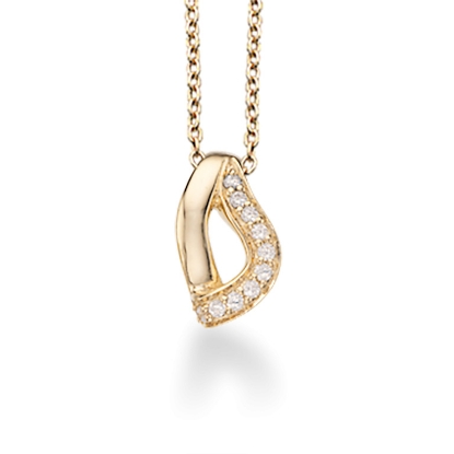 Billede af Scrouples halskæde m. vedhæng i 8 kt. guld og zirkoniasten inkl. forgyldt sølvkæde