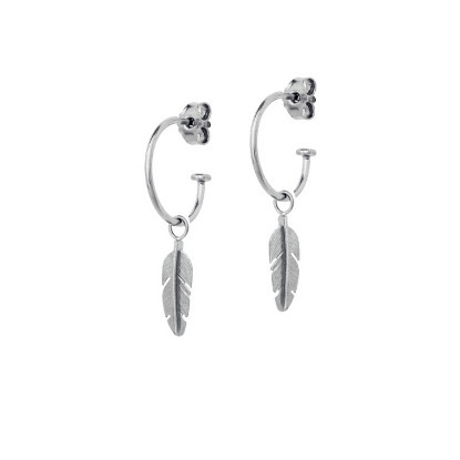 Billede af Heiring Feather creol m. mini fjer rhodineret sølv