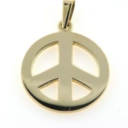 Billede af Vedhæng, fredstegn (peace tegn) hj. 22 mm. 8 kt.