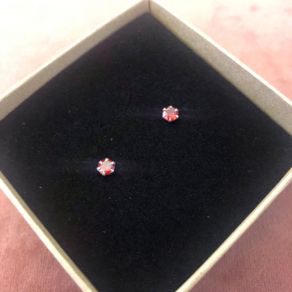 Billede af By Pind ørestikker sølv med rød zirkoniasten 4mm