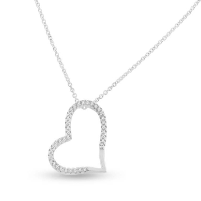 Billede af By Pind halskæde sølv rhodineret med hjerte vedhæng med zirkonia sten (45 cm)