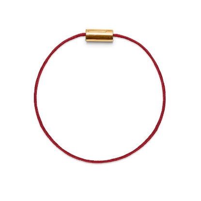 Billede af Mads Z Black Sun armbånd, rød nylon m. 14 kt. guldlås