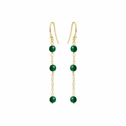 Billede af Susanne Friis Bjørner øreringe forgyldt sølv m. facetsleben grøn agat