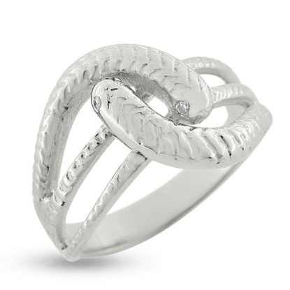 Billede af Slangering med 2 slanger,øjne 4 brill. a 0,01 w/vs. br. 15,5 mm. 14 kt. hvg.