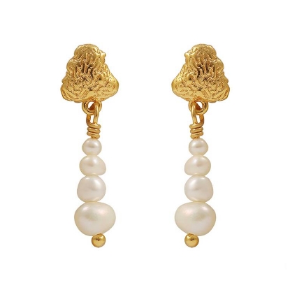 Billede af Hultquist Coralie White øreringe forgyldt sølv m. fvp