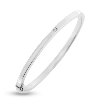 Billede af Armring med chener & lås, 1* 0,03 w/vs. 14 kt. hvg.