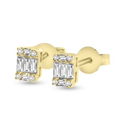 Billede af By Pind ørestikker sølv forgyldte firkantet zirkoniasten