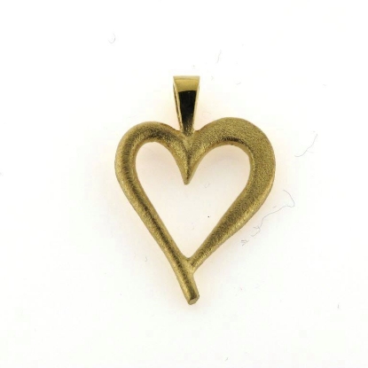 Billede af Vedhæng hjerte, med fast øsken, åbent massivt, 925s. forgyldt