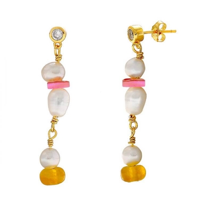 Billede af *Hultquist Holiday øreringe forgyldt sølv m. perler + cz