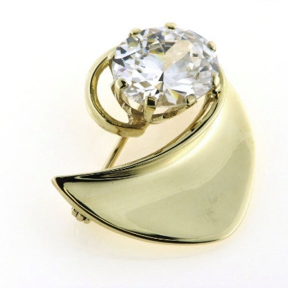 Billede af Broche, oval syn. sten, 12*10 mm. 8 kt.