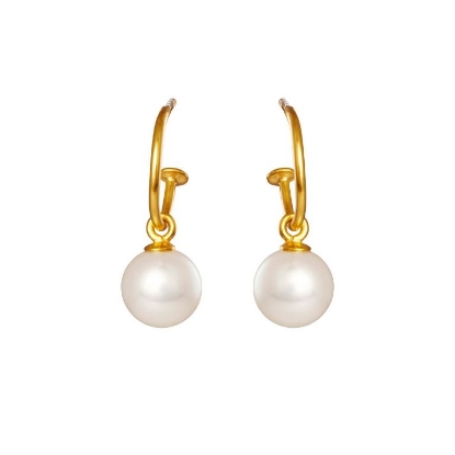 Billede af Susanne Friis Bjørner creoler forgyldt sølv 12mm m. 8-8,5 mm. ferskvandsperler