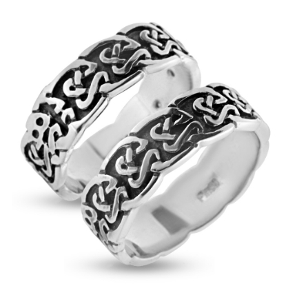 Billede af Vielses/forlovelses ringe med mønster, br. 7,1 mm. 925s. oxyd